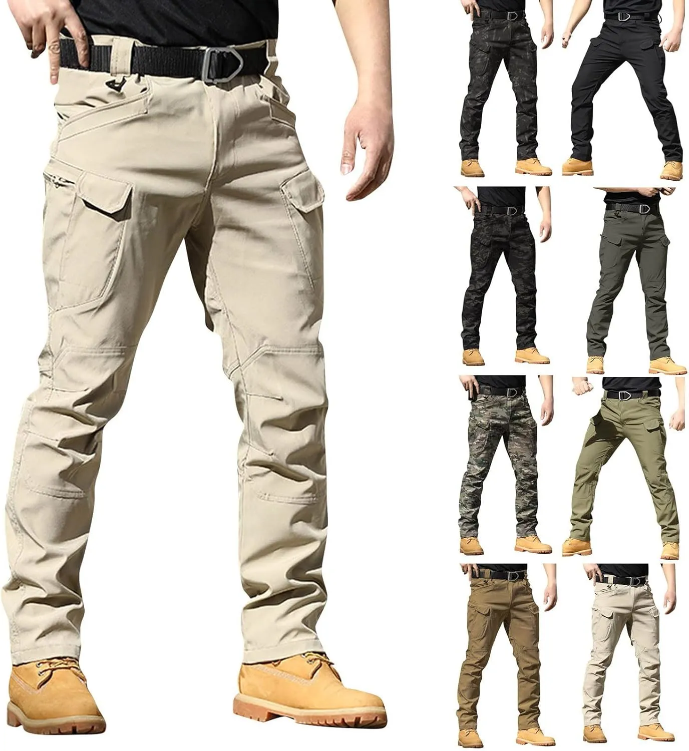 Cargo Pants for Men Baggy Ripstop Pants Multi Pockets Outdoor Work Hiking Pants Match Mens Wild Cargo Pants