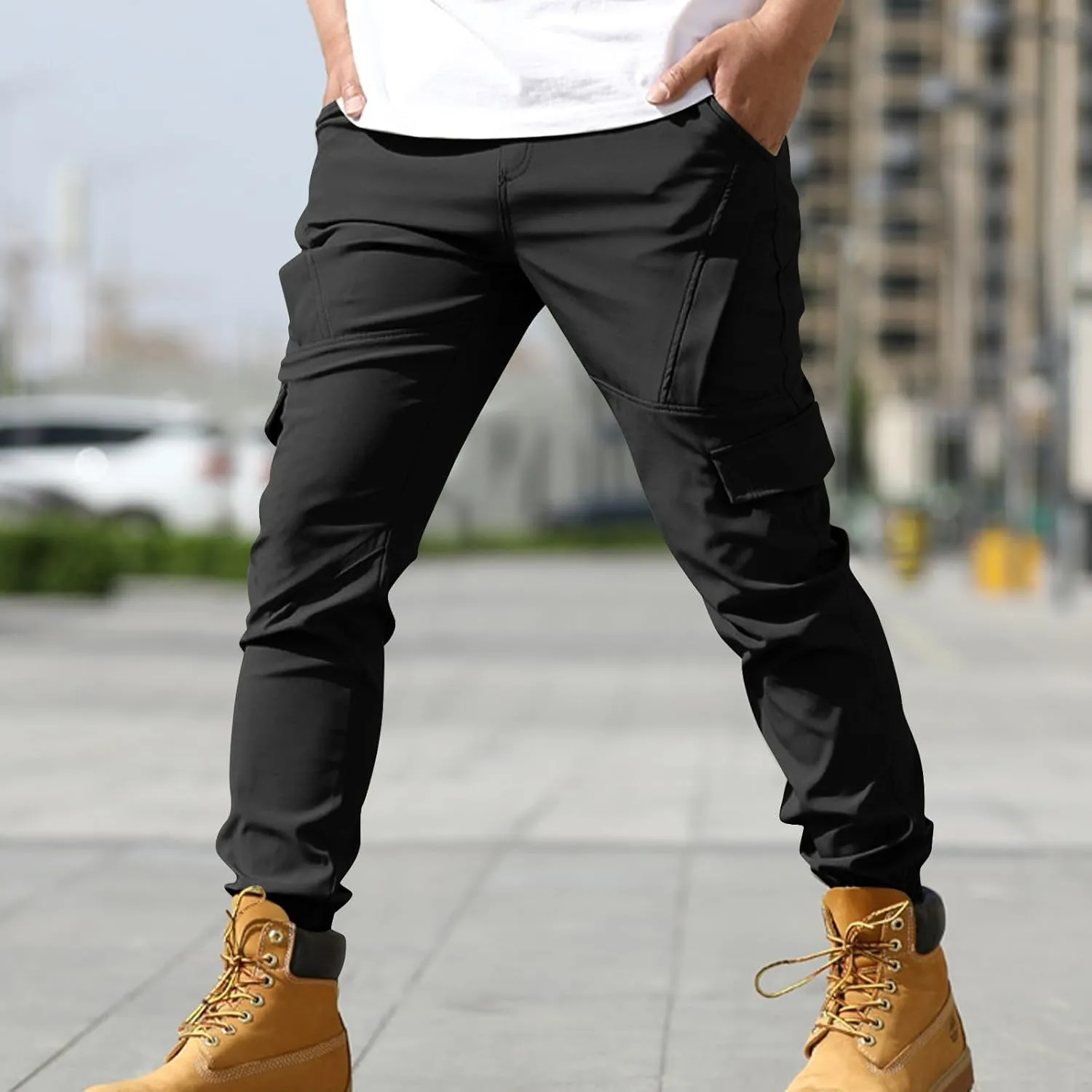 Cargo Pants for Men Classic-Fit Tactical Pants Lightweight Multi Pockets Work Pants Casual Straight Leg Hiking Pants