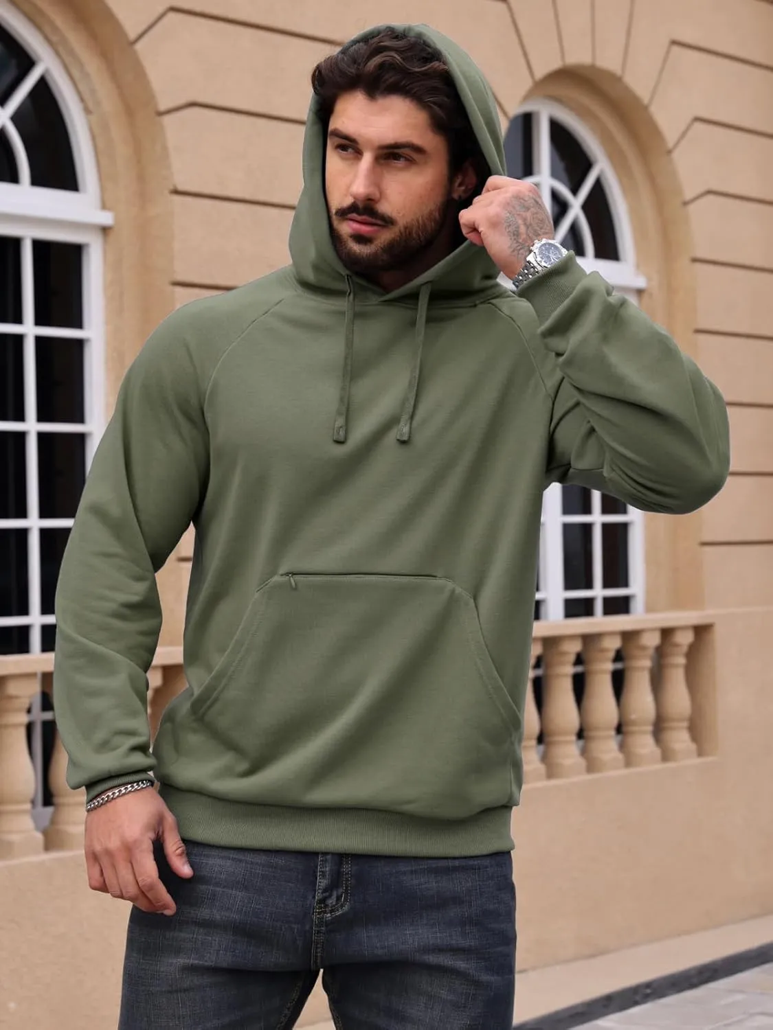 CARWORNIC Men's Hoodies Pullover Soft Hooded Sweatshirts Long Sleeve Casual Hoodies with Zipper Pocket