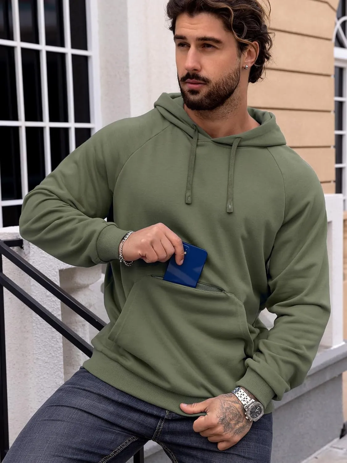 CARWORNIC Men's Hoodies Pullover Soft Hooded Sweatshirts Long Sleeve Casual Hoodies with Zipper Pocket
