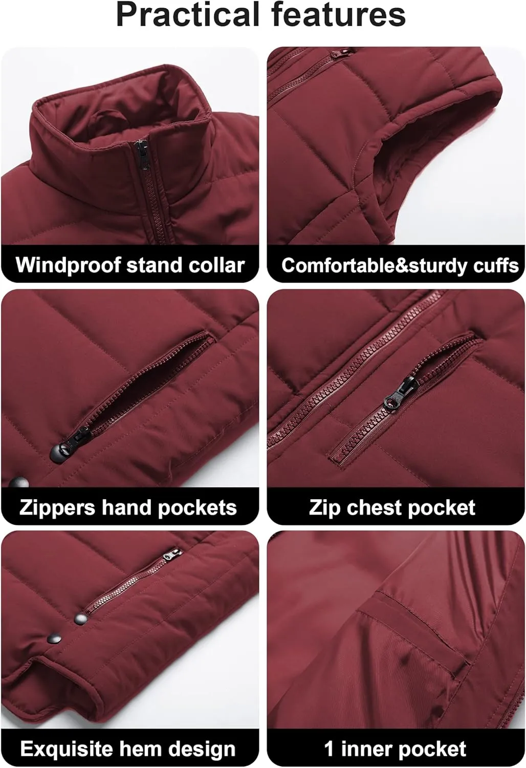 Chrisuno Women's Winter Vests Outerwear Lightweight Quilted Puffer Utility Vest