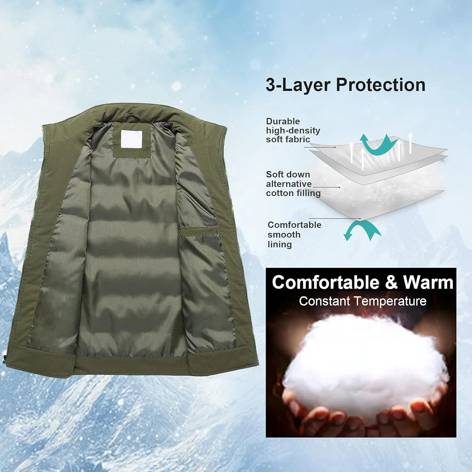 Chrisuno Women's Winter Vests Outerwear Lightweight Quilted Puffer Utility Vest