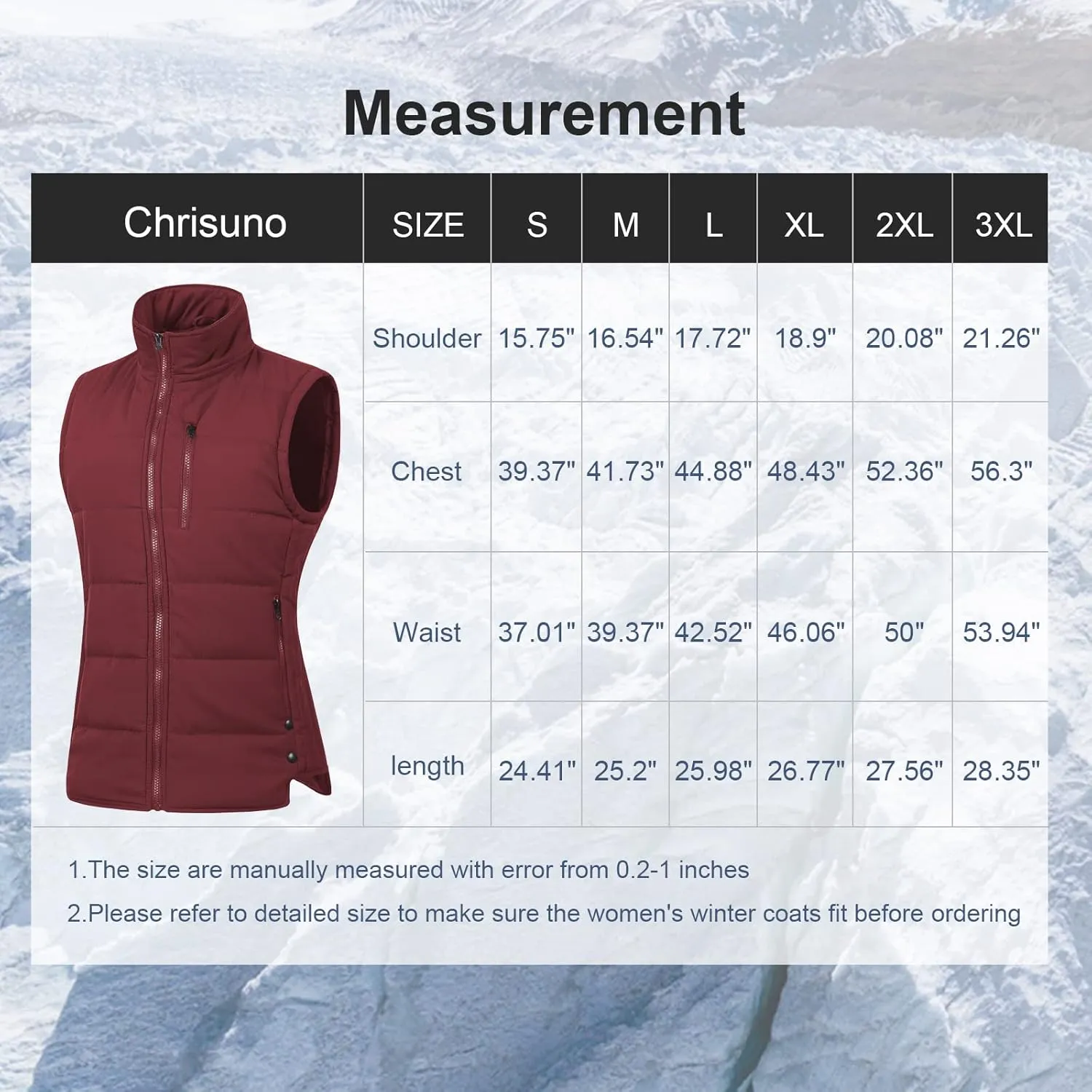 Chrisuno Women's Winter Vests Outerwear Lightweight Quilted Puffer Utility Vest