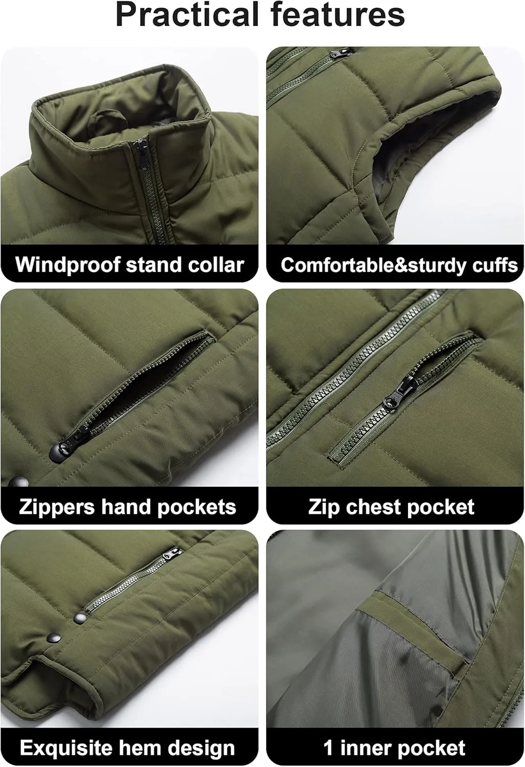 Chrisuno Women's Winter Vests Outerwear Lightweight Quilted Puffer Utility Vest