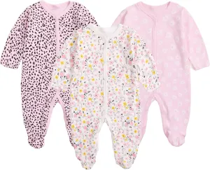 Clothes for Baby Girls 100% Cotton Printed Long Sleeve Footed One-Piece Romper Baby Boy Clothes Set