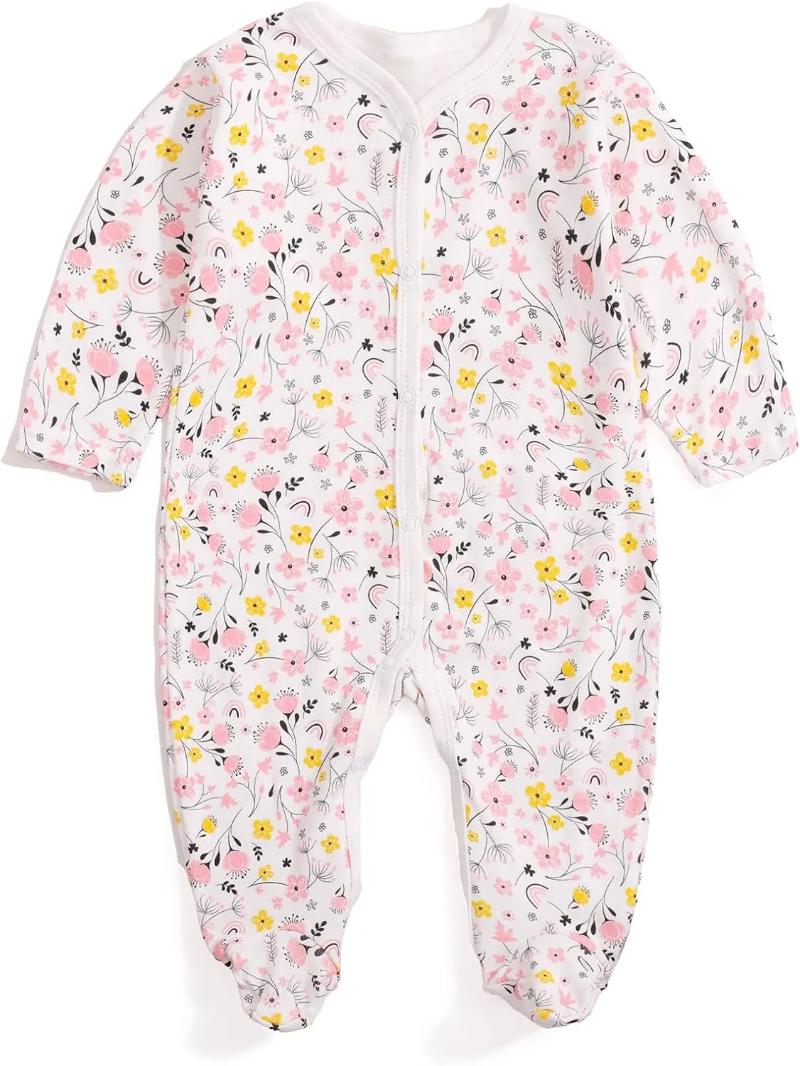 Clothes for Baby Girls 100% Cotton Printed Long Sleeve Footed One-Piece Romper Baby Boy Clothes Set