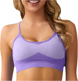 Comfortable Bra for Women Solid Color Plus Size Workout Quick Dry Bra Splicing U Neck Seamless Bras for Athletic