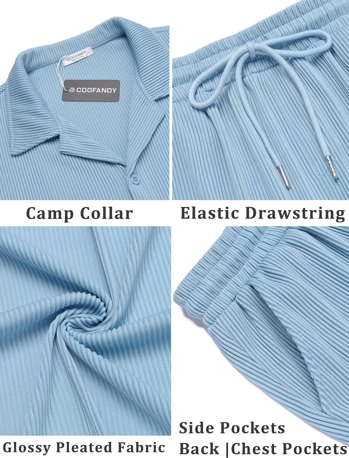 COOFANDY Men's 2 Pieces Shirt Sets Short Sleeve Casual Button Down Hippie T-Shirts Shorts Sets Summer Fashion Beach Outfits