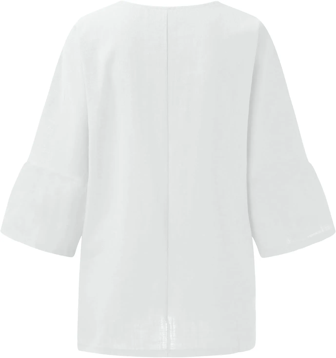 Cotton Linen Top for Women Plus Size 3/4 Sleeve Casual Summer Blouse T Shirt Fashion Side Split Loose Tunic Shirts
