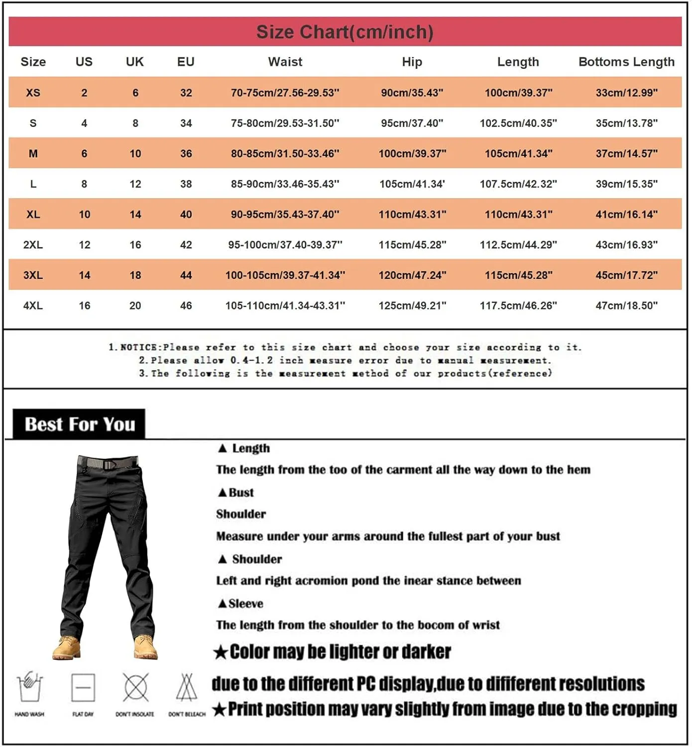 CRNTCEM Mens Waterproof Cargo Pants Ripstop Outdoor Work Hiking Pants Relaxed Fit Straight Leg Military Army Combat Pants