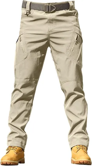 CRNTCEM Mens Waterproof Cargo Pants Ripstop Outdoor Work Hiking Pants Relaxed Fit Straight Leg Military Army Combat Pants