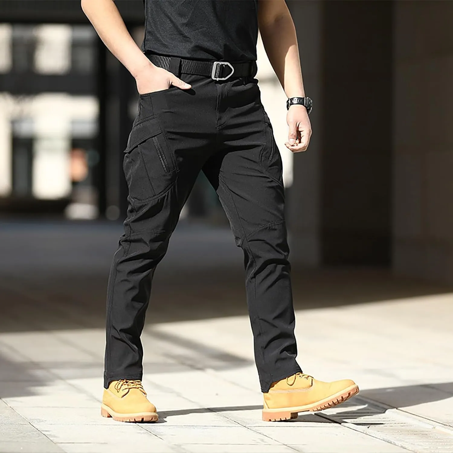 CRNTCEM Mens Waterproof Cargo Pants Ripstop Outdoor Work Hiking Pants Relaxed Fit Straight Leg Military Army Combat Pants