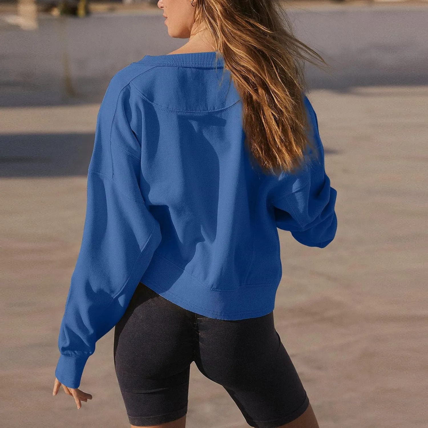 Crop Sweatshirt For Women Cute Long Sleeve Crew Neck Pullover Tops Oversized Sweatshirts Fall Fashion Outfits 2023