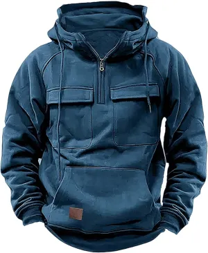 Ctreela Tactical Hoodie Coats for Men's Outdoor Windproof Hoodie Military Jacket Coat Sports Work 1/4 Zip Hooded Sweatshirts