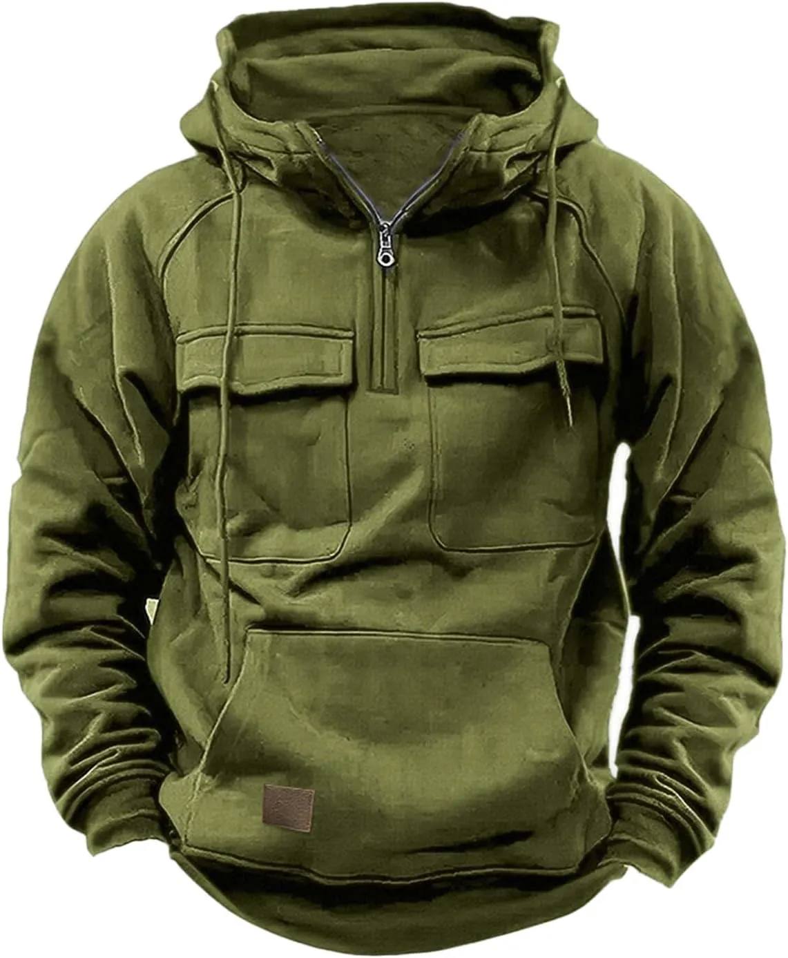 Ctreela Western Cargo Hoodie for Mens Military Outdoor Sports Hooded Sweatshirt Big and Tall 1/4 Zip Shirts Tactical Gear