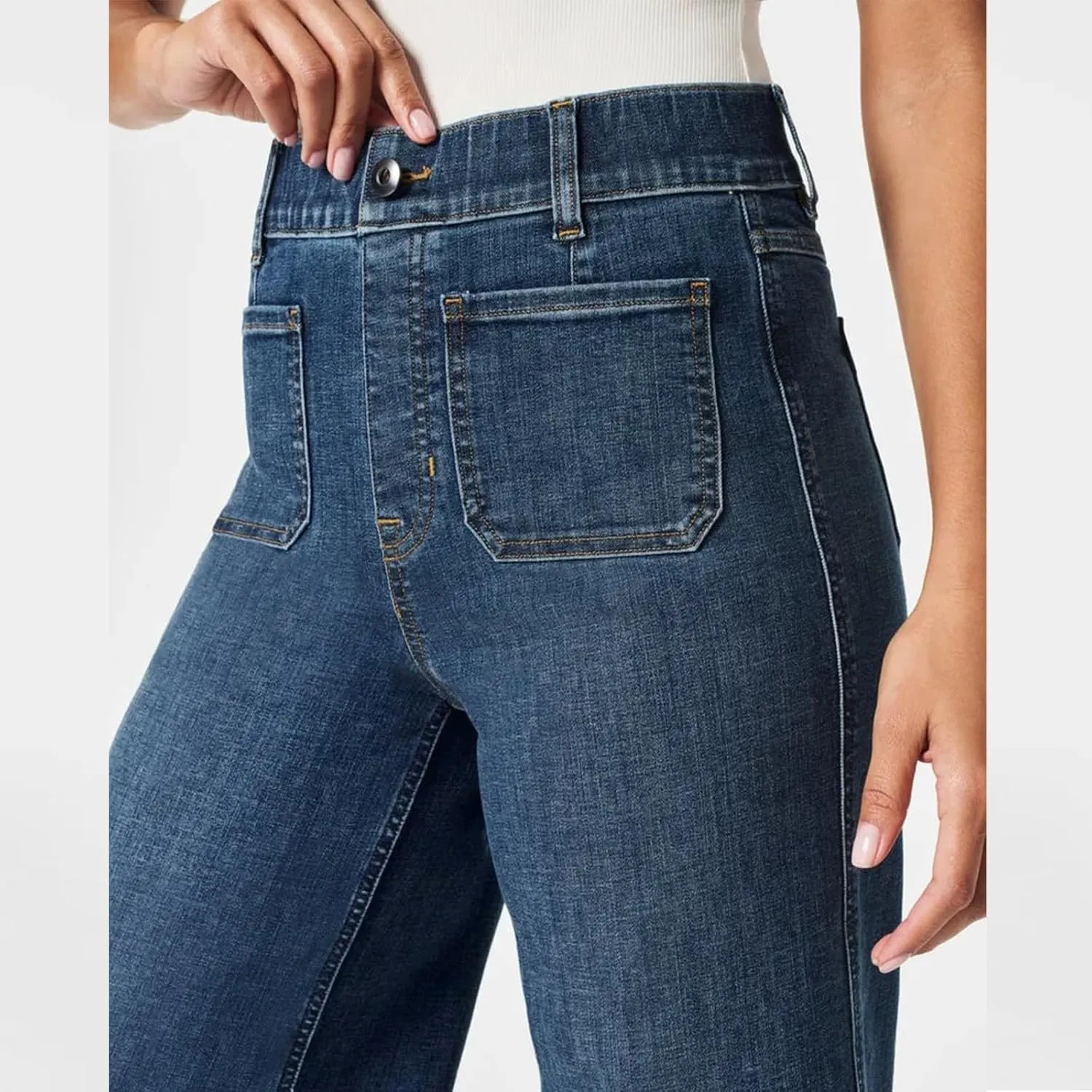 Curvachic Jeans, Oprah's Favorite Jeans Pants,CurvaChic Tummy High Waisted Control Cropped Wide-Leg Jeans