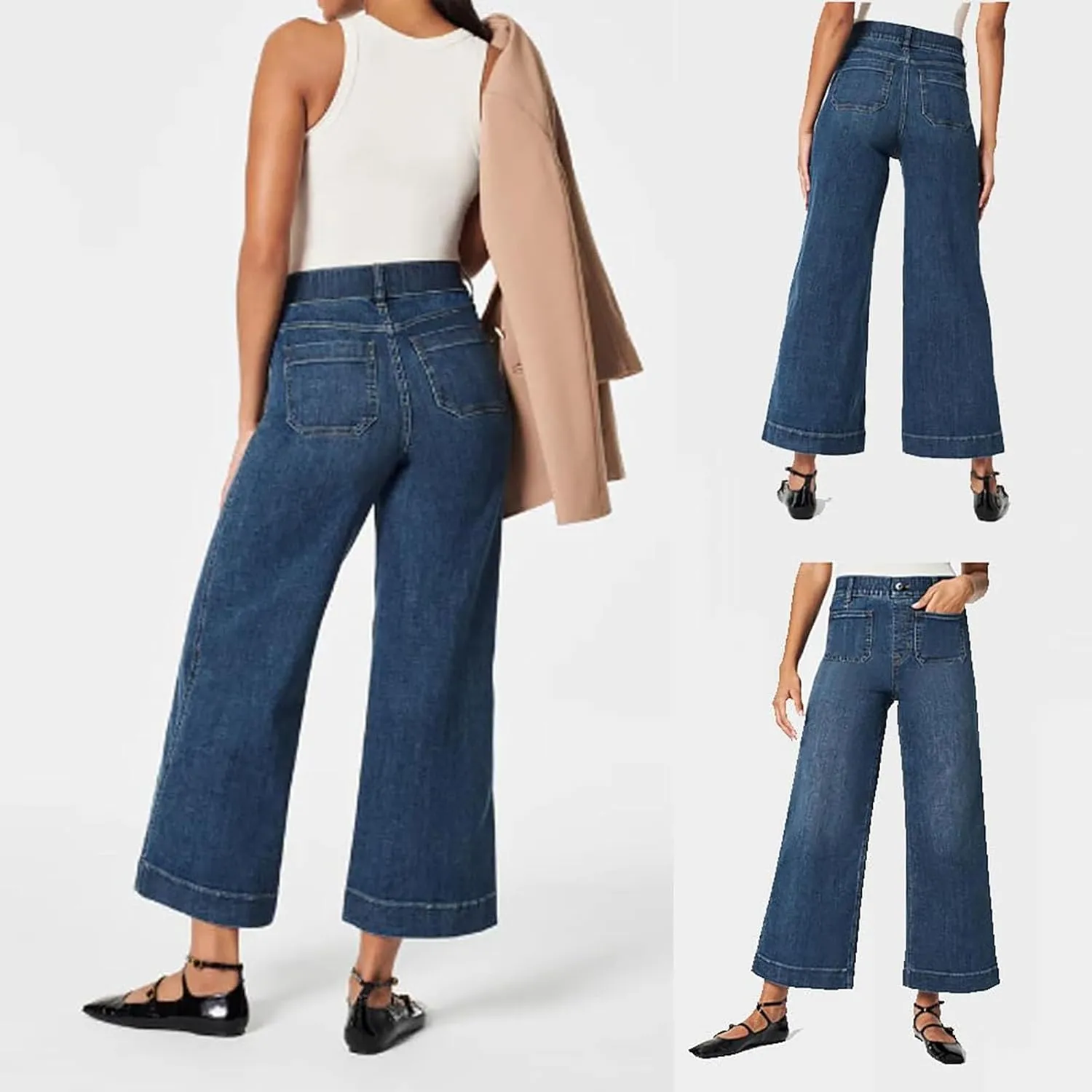Curvachic Jeans, Oprah's Favorite Jeans Pants,CurvaChic Tummy High Waisted Control Cropped Wide-Leg Jeans