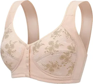 Daisy Bras Women's No Underwire Comfort Senior Wireless Snap Closing Bra 2025 Comfy Convenient Front Closure Bralette