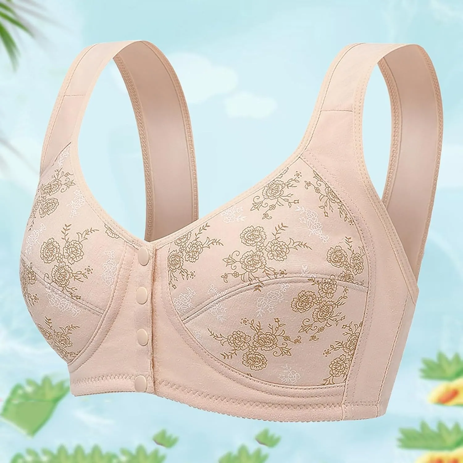 Daisy Bras Women's No Underwire Comfort Senior Wireless Snap Closing Bra 2025 Comfy Convenient Front Closure Bralette