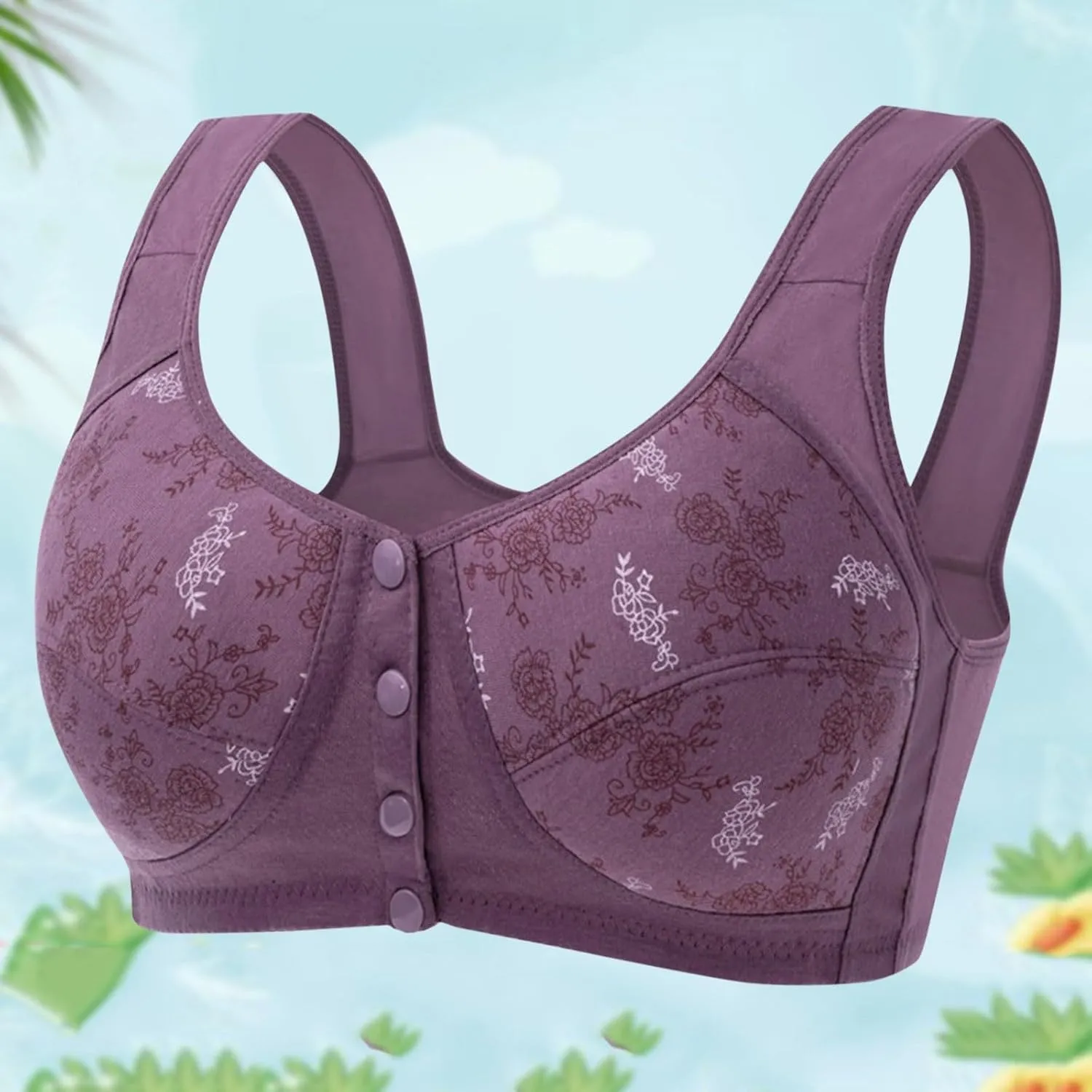 Daisy Bras Women's No Underwire Comfort Senior Wireless Snap Closing Bra 2025 Comfy Convenient Front Closure Bralette