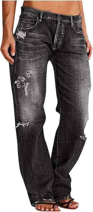 Denim Sweatpants Jeans for Women Trendy Low Rise Baggy Jeans Y2k Boyfriend Barrel Jeans Casual Loose Wide Leg Jeans
