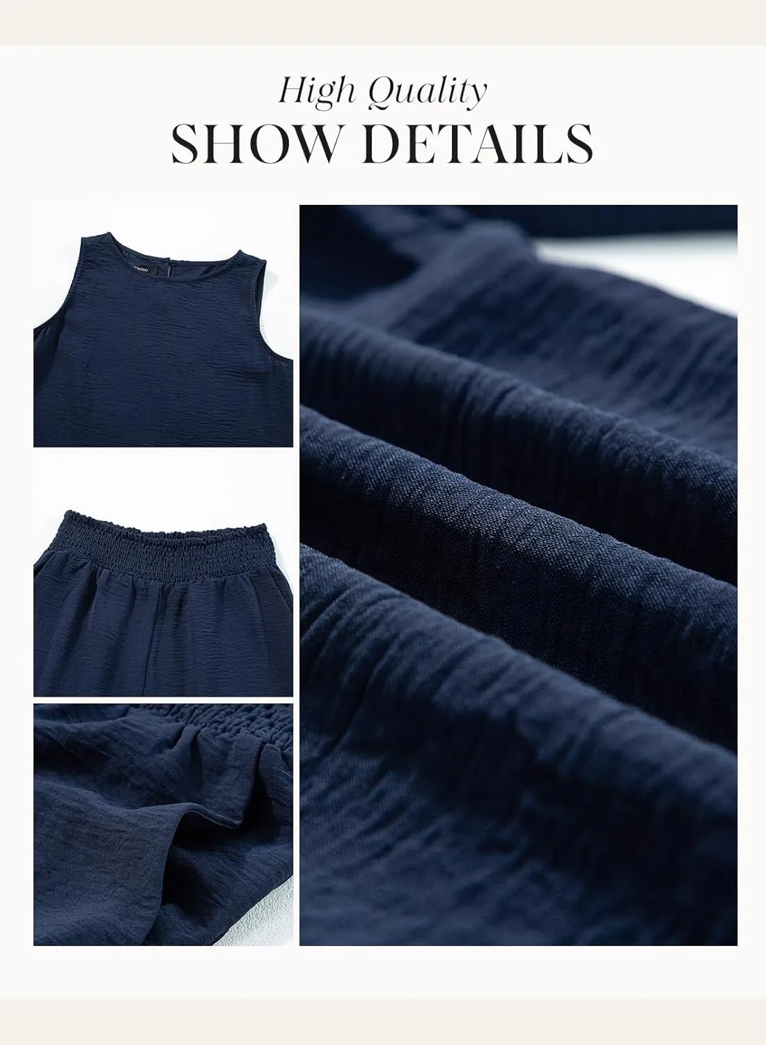 Dokotoo Pants Sets Women 2 Piece Outfits Sleeveless Round Neck Tank Tops Matching Sets for Women Elastic Waist Wide Leg