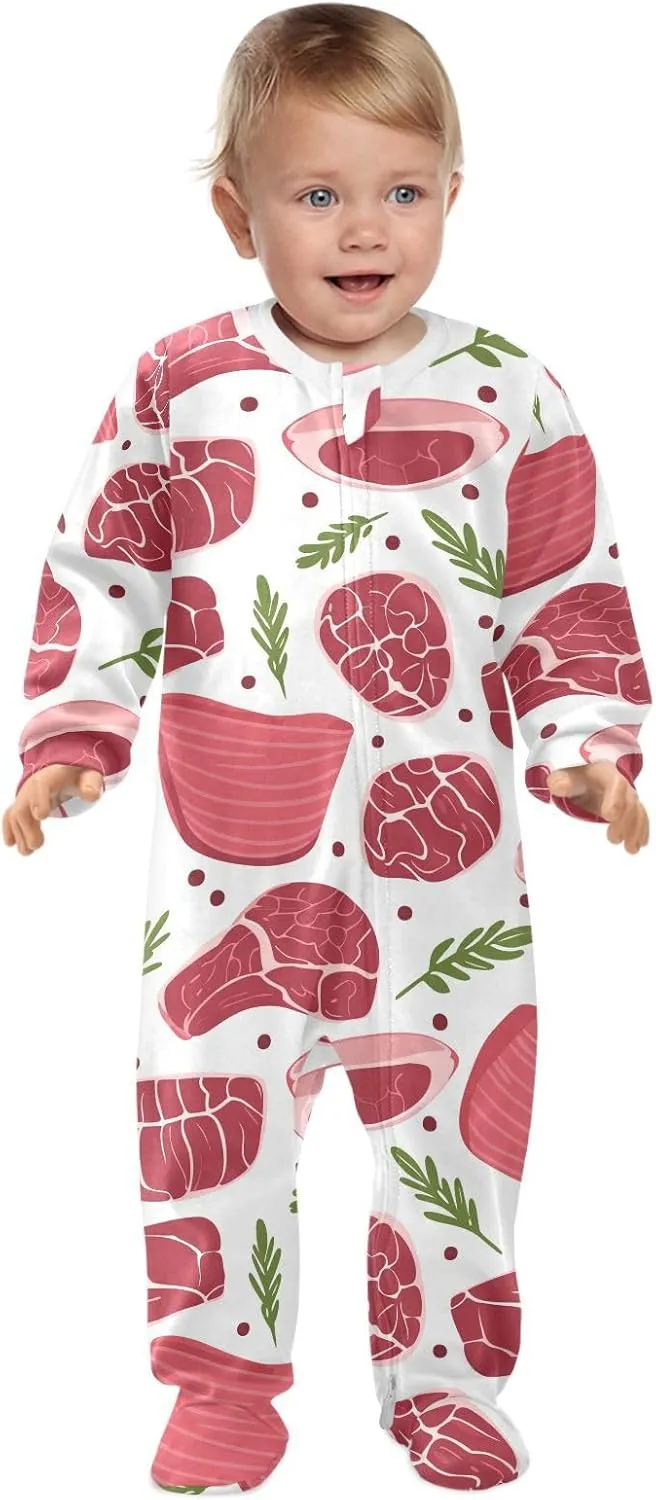 Doodle Vegetables Baby One-Piece Footies Long Sleeve Rompers Pajamas Zip Front Pjs for Boys Girls kids 3M