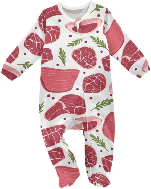 Doodle Vegetables Baby One-Piece Footies Long Sleeve Rompers Pajamas Zip Front Pjs for Boys Girls kids 3M