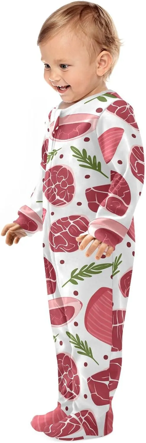 Doodle Vegetables Baby One-Piece Footies Long Sleeve Rompers Pajamas Zip Front Pjs for Boys Girls kids 3M
