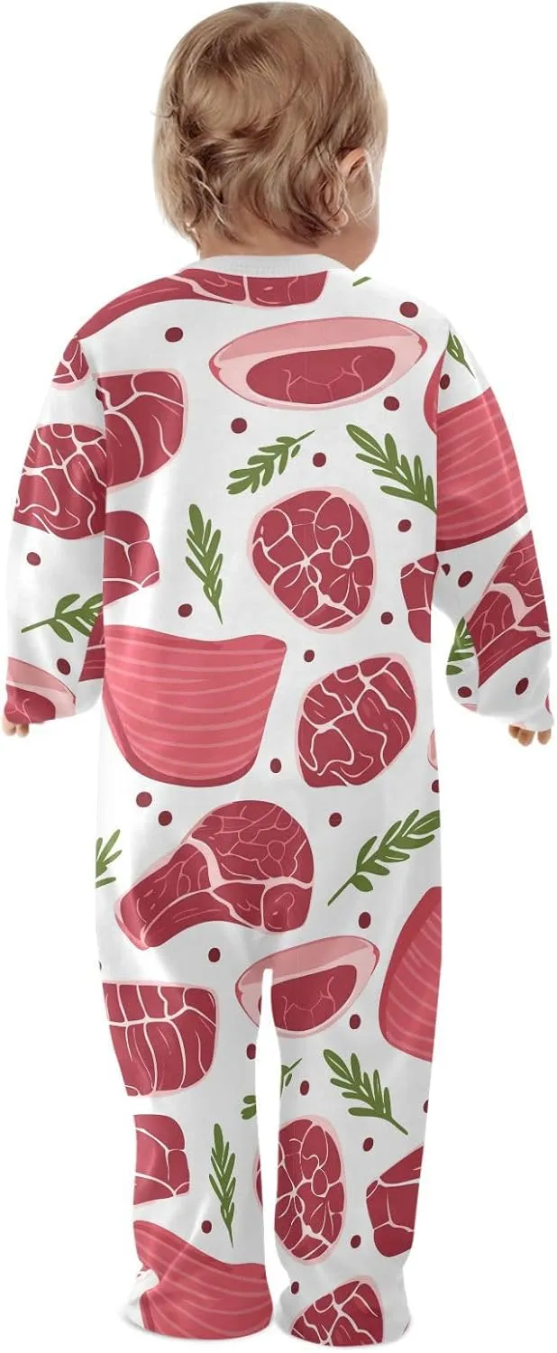 Doodle Vegetables Baby One-Piece Footies Long Sleeve Rompers Pajamas Zip Front Pjs for Boys Girls kids 3M
