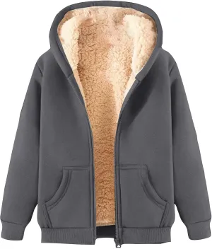 evzosrz Mens Winter Hoodies Fleece Sherpa Lined Coats Zip Up Warm Sweatshirt Jackets Casual Thick Thermal Hoodies Cardigan