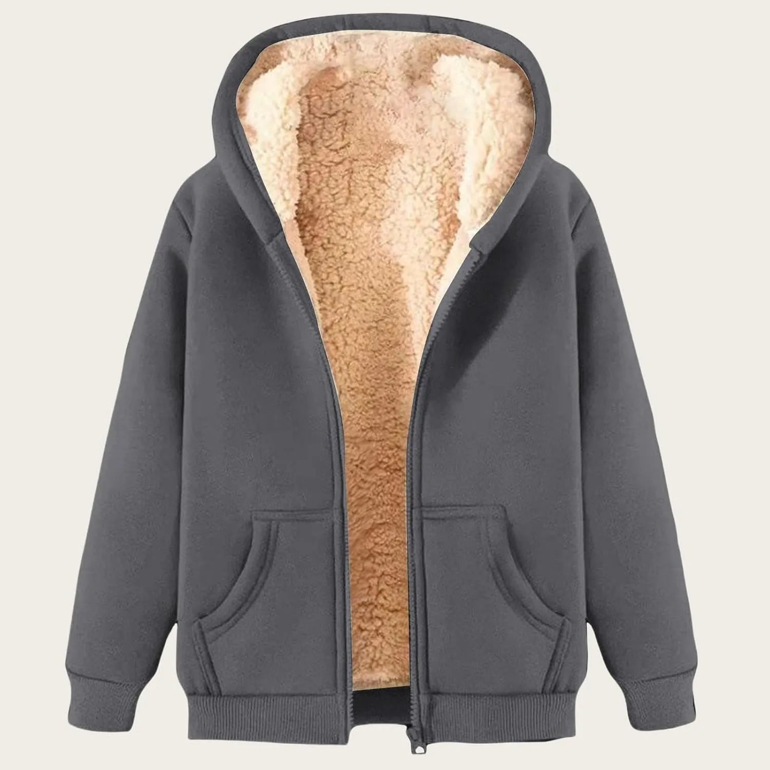evzosrz Mens Winter Hoodies Fleece Sherpa Lined Coats Zip Up Warm Sweatshirt Jackets Casual Thick Thermal Hoodies Cardigan