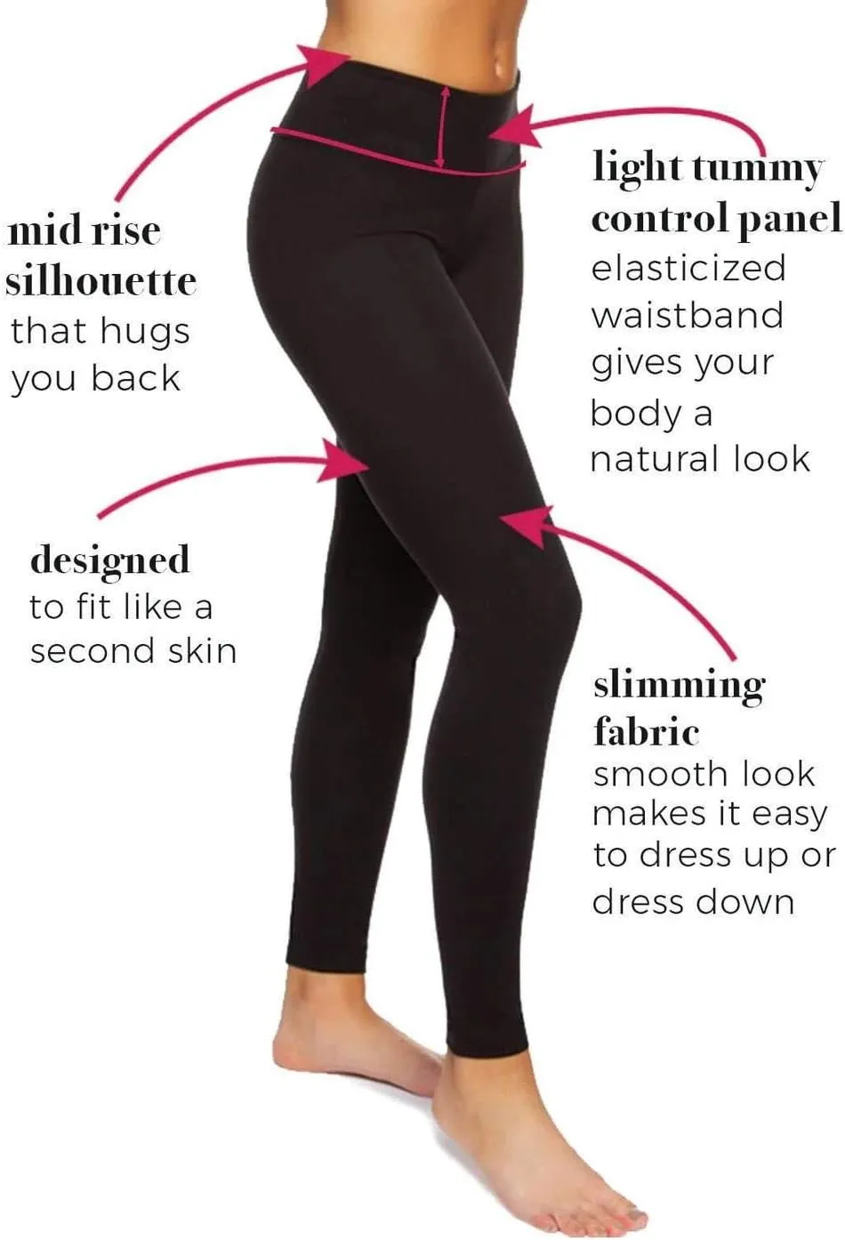 Felina Sueded Athleisure Performance Legging (2-Pack) Womens Leggings w/Slimming Waist Band Style: C3690RT