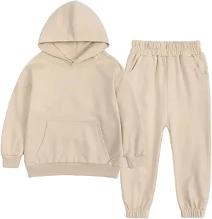 Fleece Lined Lounge Sets 2 Piece Outfits for Girls Kids Hoodie Fall Going Out Children Sweatsuits Sets Western Active