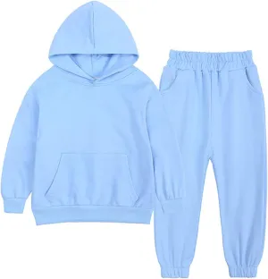 Fleece Lined Lounge Sets 2 Piece Outfits for Girls Kids Hoodie Fall Going Out Children Sweatsuits Sets Western Active