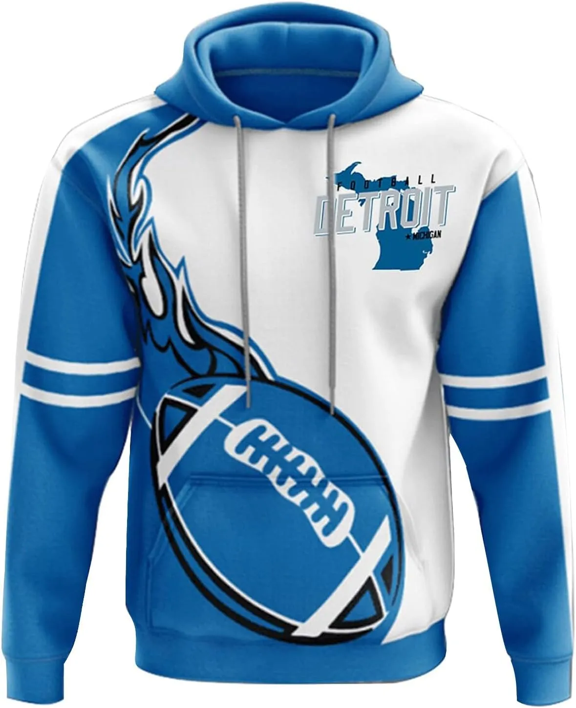 Football Hoodies for Men and Women Fans Gifts Casual Sweatshirts Collar Drawstring Long Sleeve Hooded Pullover Top