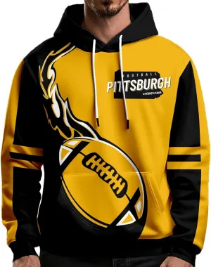 Football Hoodies for Men and Women Fans Gifts Casual Sweatshirts Collar Drawstring Long Sleeve Hooded Pullover Top
