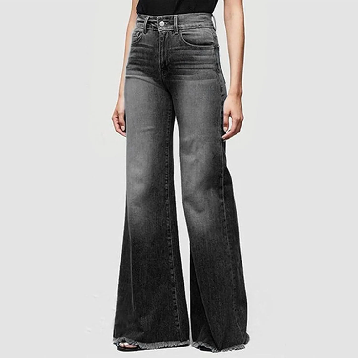 FRMUIC Bell Bottom Jeans for Women Flare Jeans High Waisted Wide Leg Bootcut Jeans Baggy Jeans Stretch Denim Pants