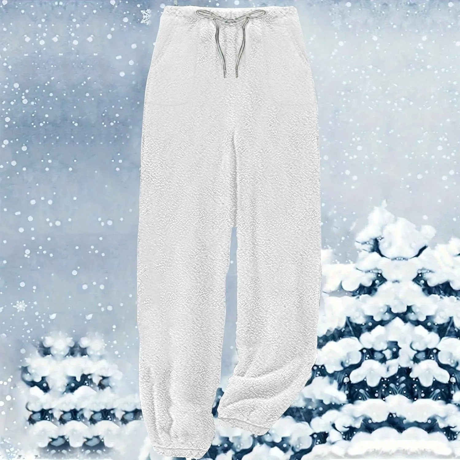 Furry Pants for Women Plus Size Pajamas Pants Fluffy Lounge Pants Plush Jogger Pants Casual Winter Pj Pants Trousers