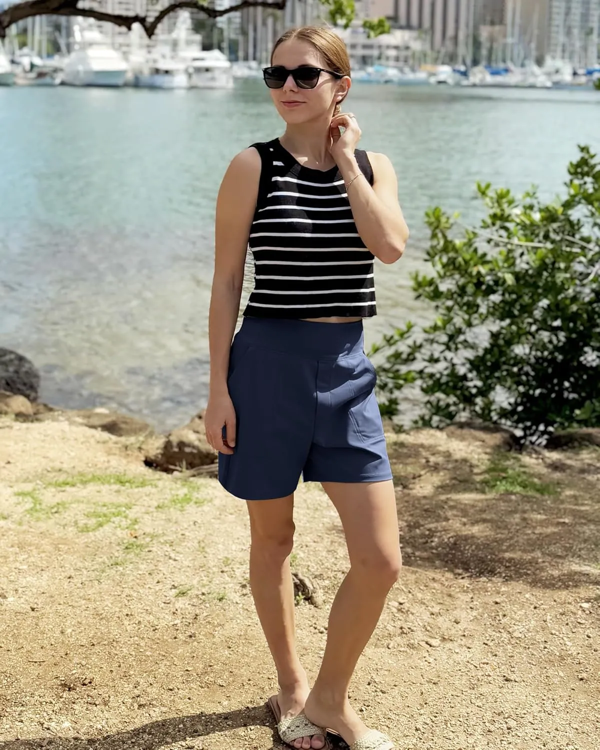 G4Free Women's 5'' Athletic Shorts High Waisted Running Yoga Shorts Summer Casual Shorts with Pockets