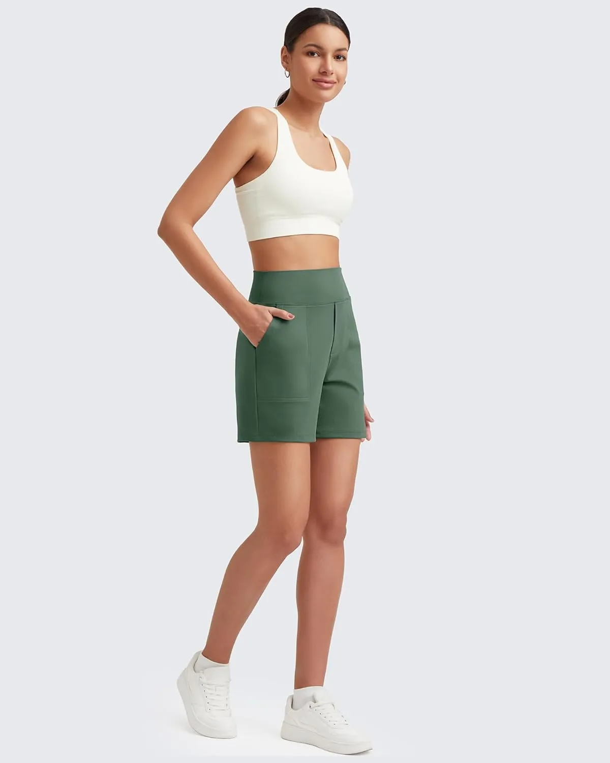 G4Free Women's 5'' Athletic Shorts High Waisted Running Yoga Shorts Summer Casual Shorts with Pockets