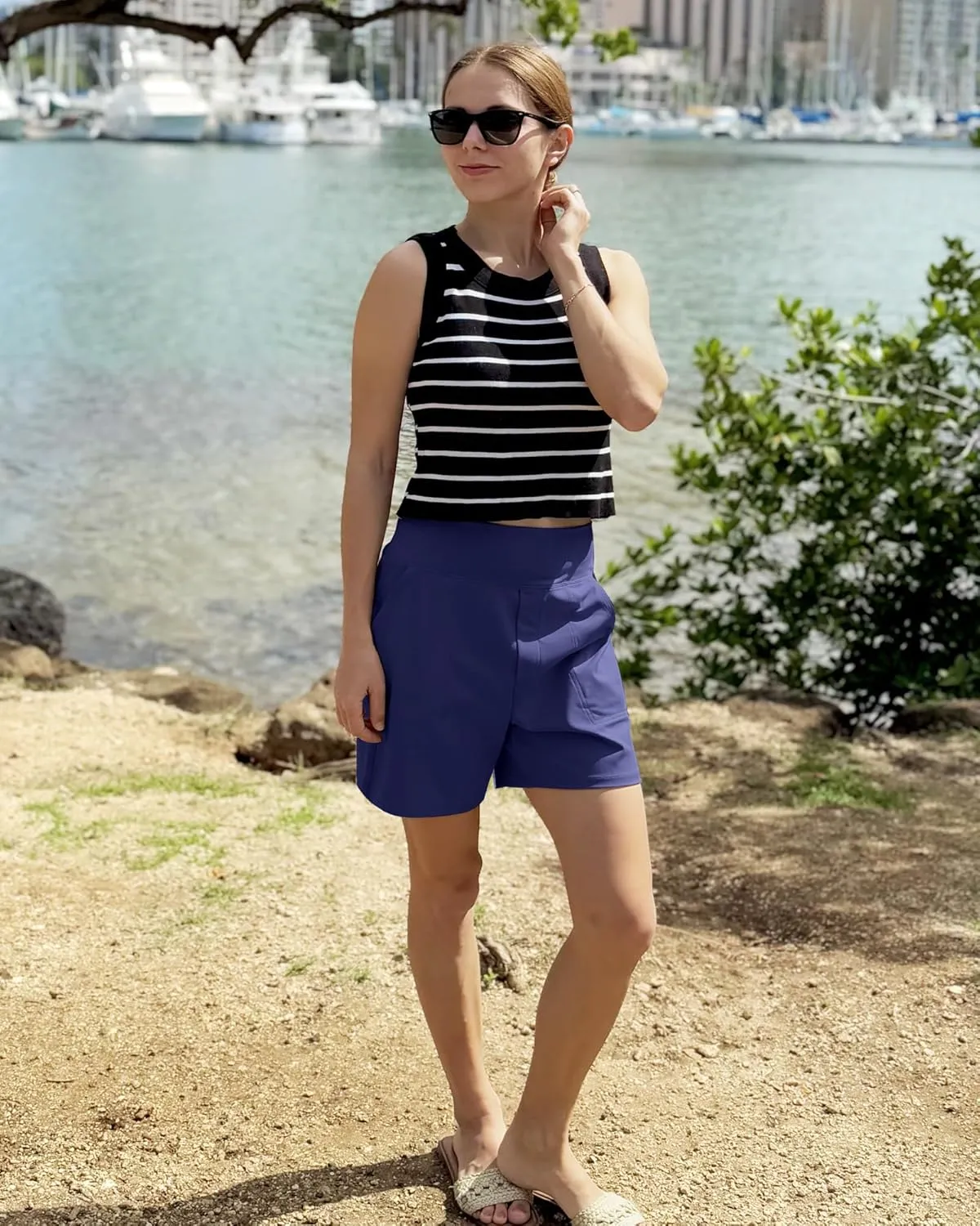 G4Free Women's 5'' Athletic Shorts High Waisted Running Yoga Shorts Summer Casual Shorts with Pockets