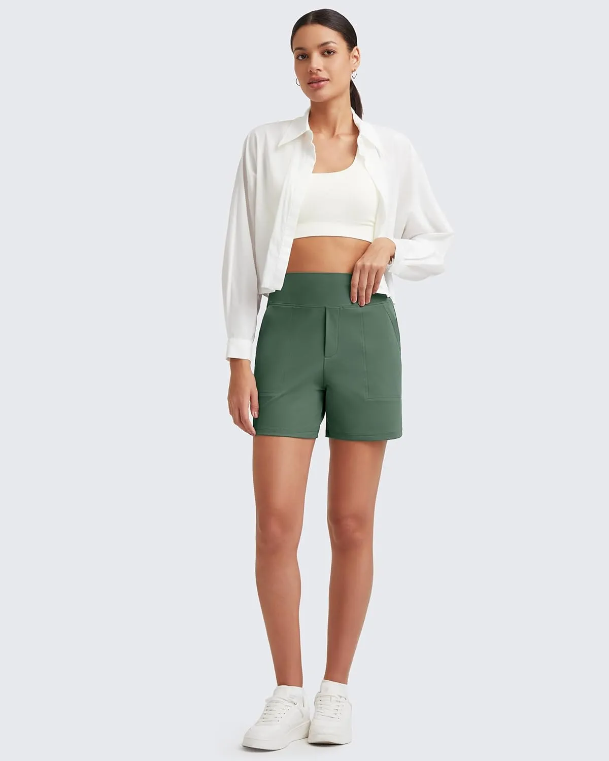 G4Free Women's 5'' Athletic Shorts High Waisted Running Yoga Shorts Summer Casual Shorts with Pockets