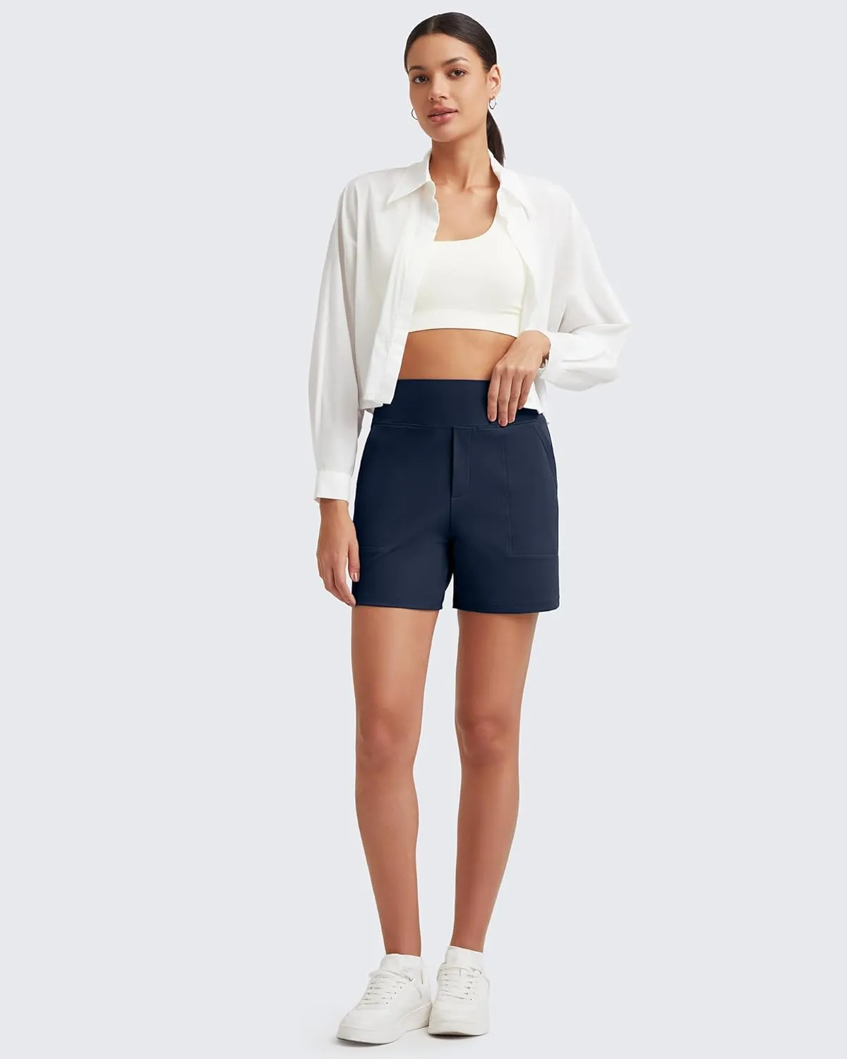 G4Free Women's 5'' Athletic Shorts High Waisted Running Yoga Shorts Summer Casual Shorts with Pockets