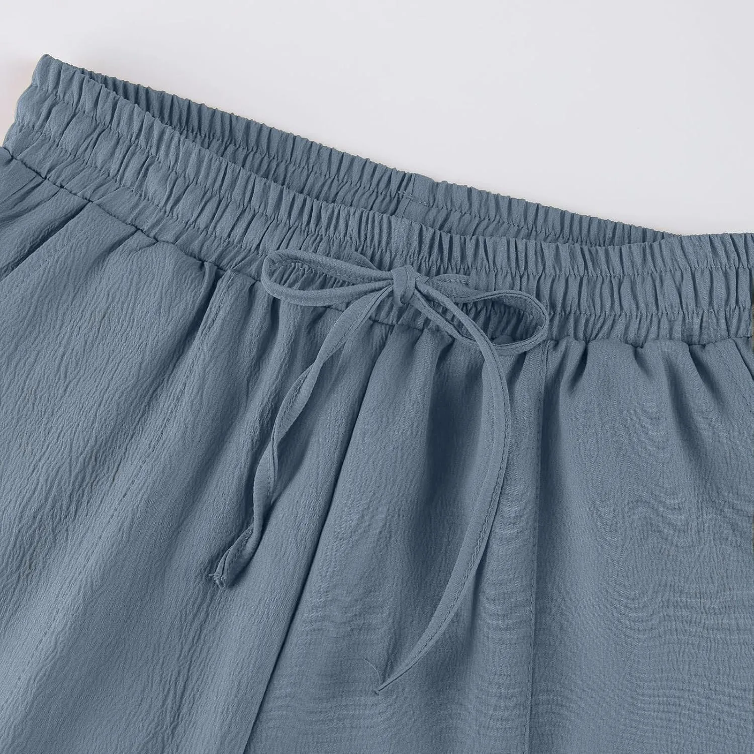 GOFULY Women's Pants Casual Wide Leg High Waisted Pants Beach Elastic Waist Drawstring Sumemr Loose Fit Trousers with Pockets