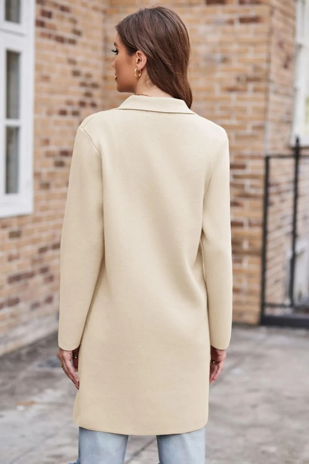 GRACE KARIN Women's 2025 Fashion Open Front Long Cardigan Sweaters Long Sleeve Lapel Knit Sweater Jacket with Pockets