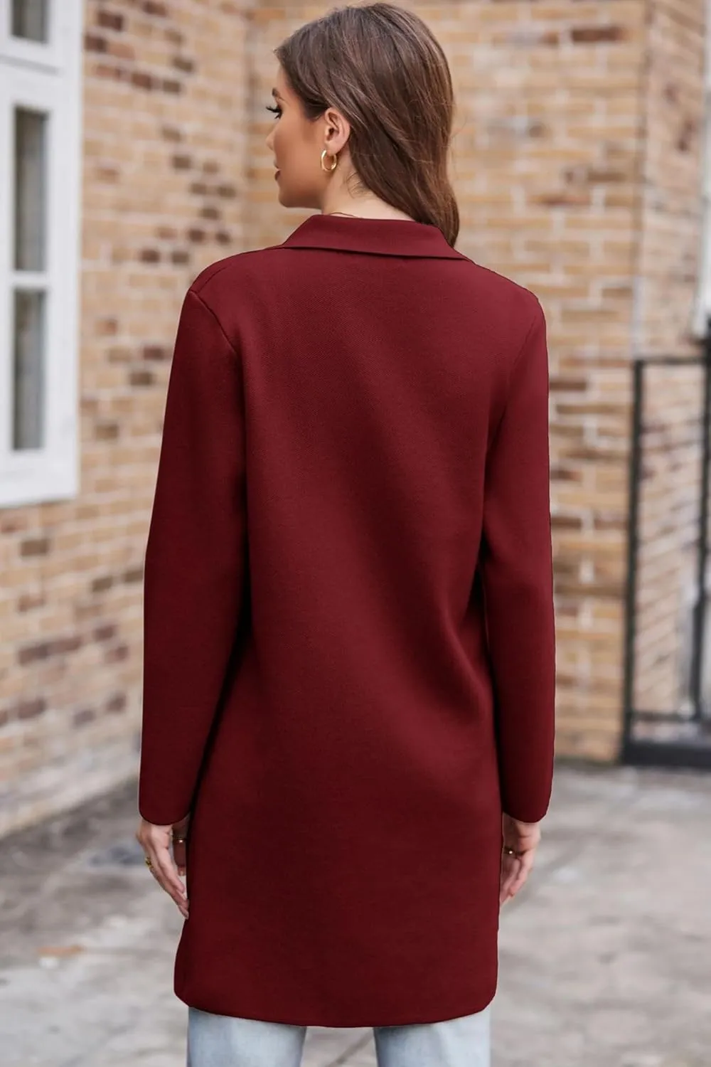 GRACE KARIN Women's 2025 Fashion Open Front Long Cardigan Sweaters Long Sleeve Lapel Knit Sweater Jacket with Pockets