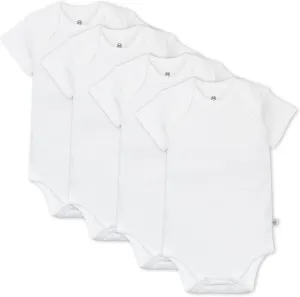 HonestBaby 4-pack Short Sleeve Bodysuits One-piece 100% Organic Cotton for Infant Baby Boys, Girls