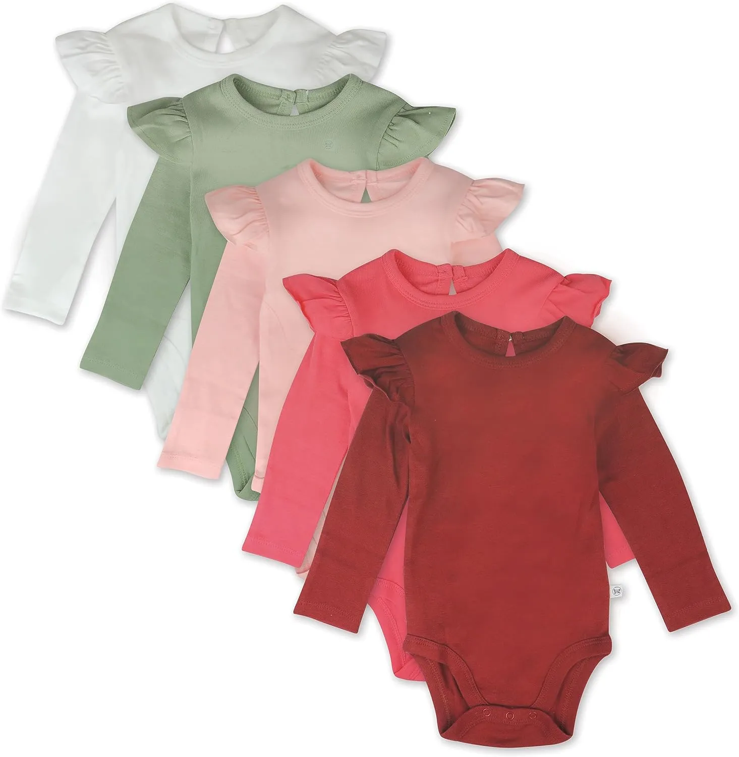 HonestBaby Long Sleeve Bodysuits Multipack Organic Cotton for Infant Baby Girls