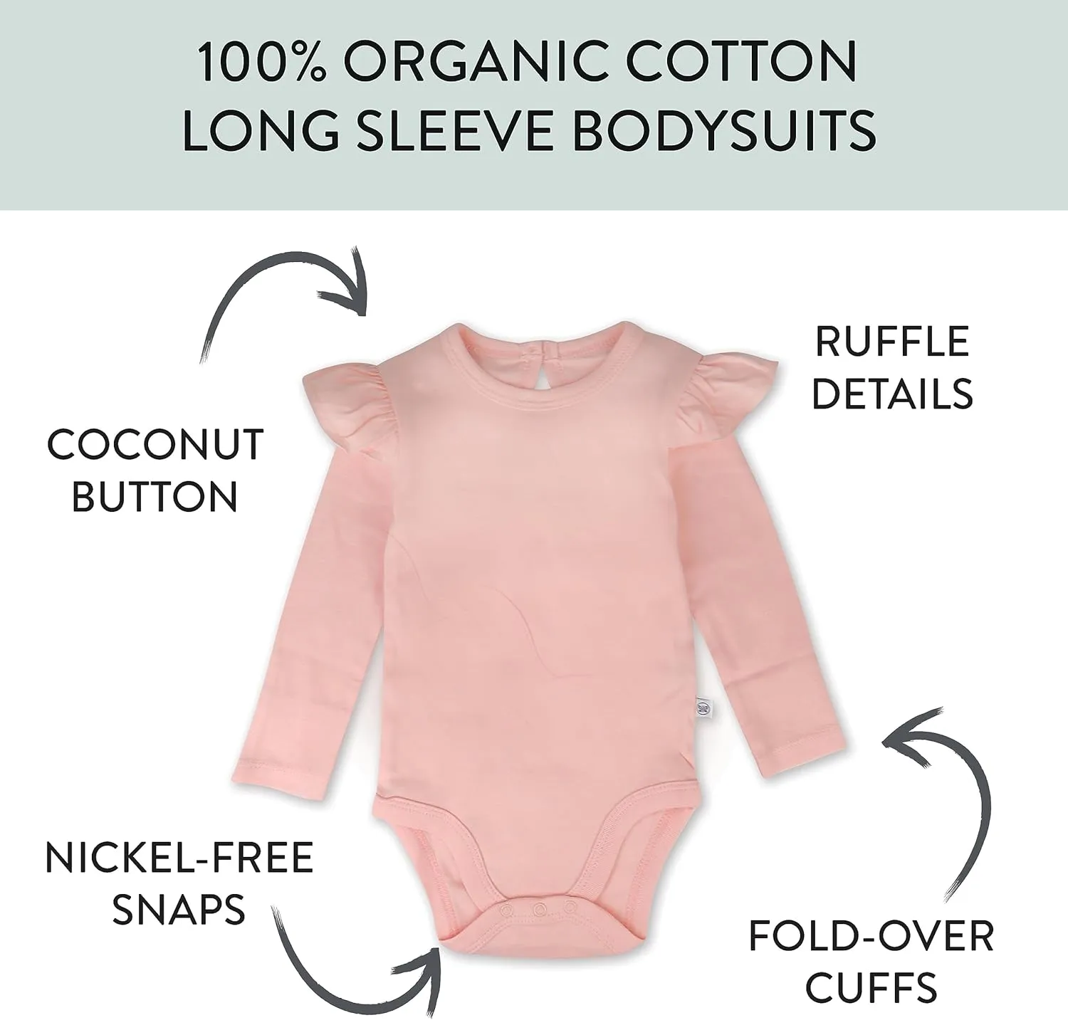 HonestBaby Long Sleeve Bodysuits Multipack Organic Cotton for Infant Baby Girls